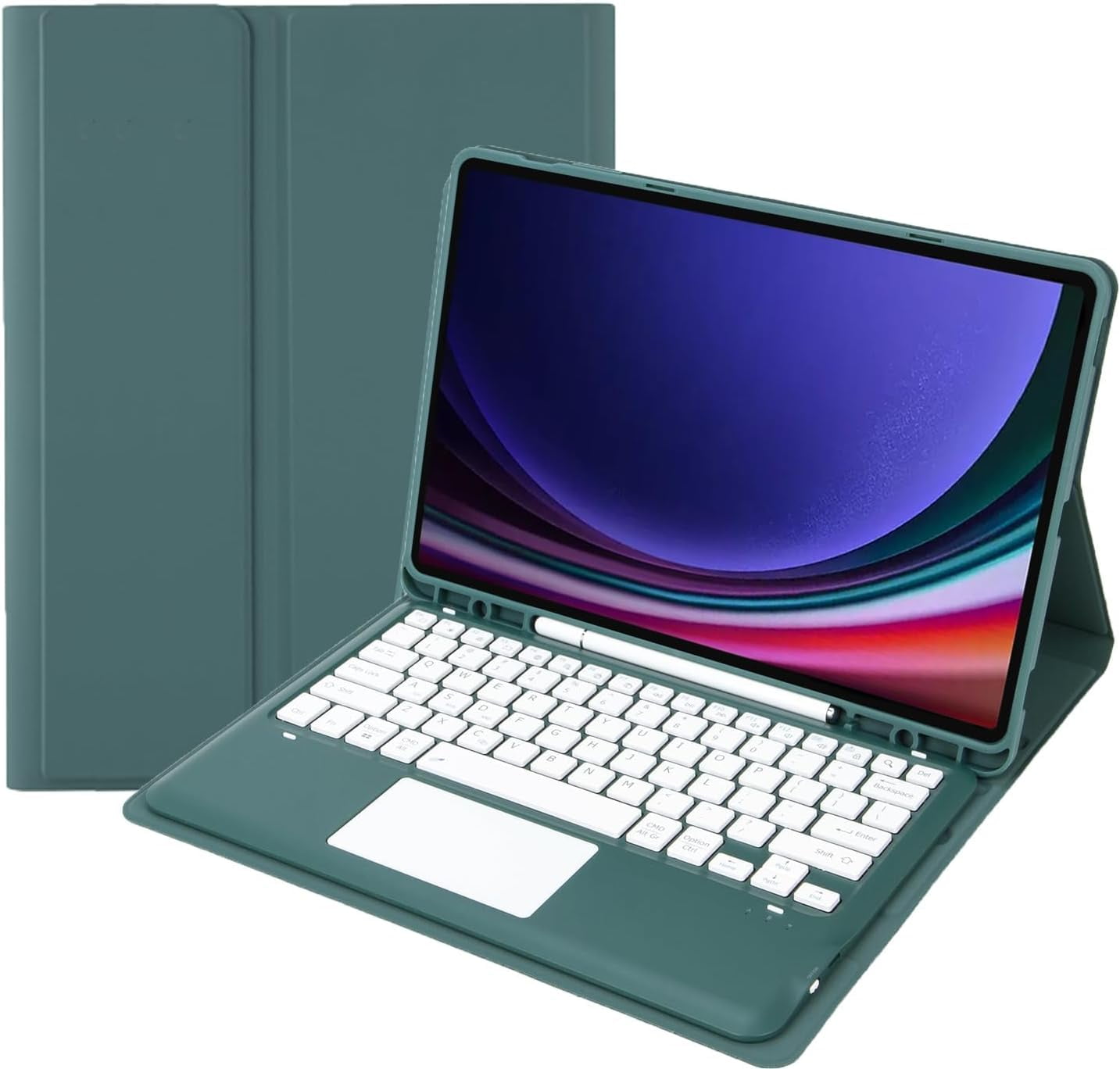 REQO Keyboard Case for Galaxy Tab S9 FE 5G 10.9 Inch/Galaxy Tab S9 11 Inch 2023, Detachable Touchpad Keyboard with S Pen Holder Cover for Galaxy Tab S9FE/S9 2023 Tablet (Teal)