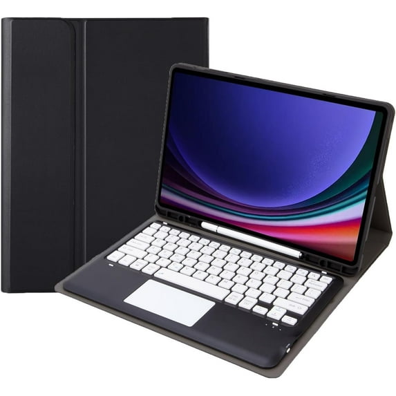 REQO Keyboard Case for Galaxy Tab S9 Plus/ S9 FE Plus 5G 12.4 Inch Tablet 2023 - Touchpad Detachable Keyboard with S Pen Holder Cover for Galaxy Tab S9 FE+ Plus/Galaxy Tab S9+ Plus (Black)