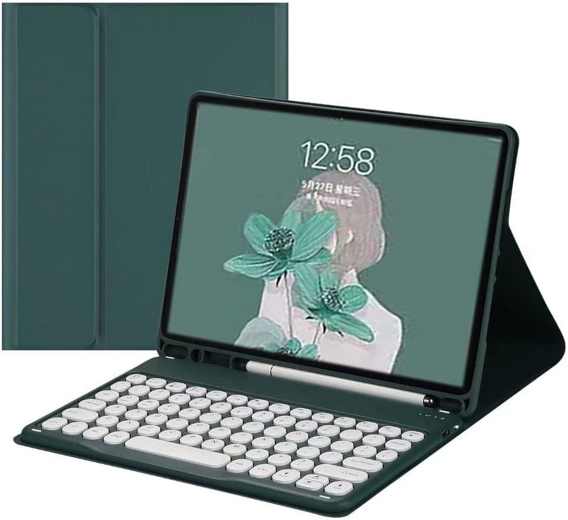 REQO Keyboard Case for iPad 10.2inch 9th Gen/8th Gen/7th Gen, iPad Pro 10.5 /Air 3 Case,Detachable Magnets Retro Keyboard Case with Pencil Holder,Teal