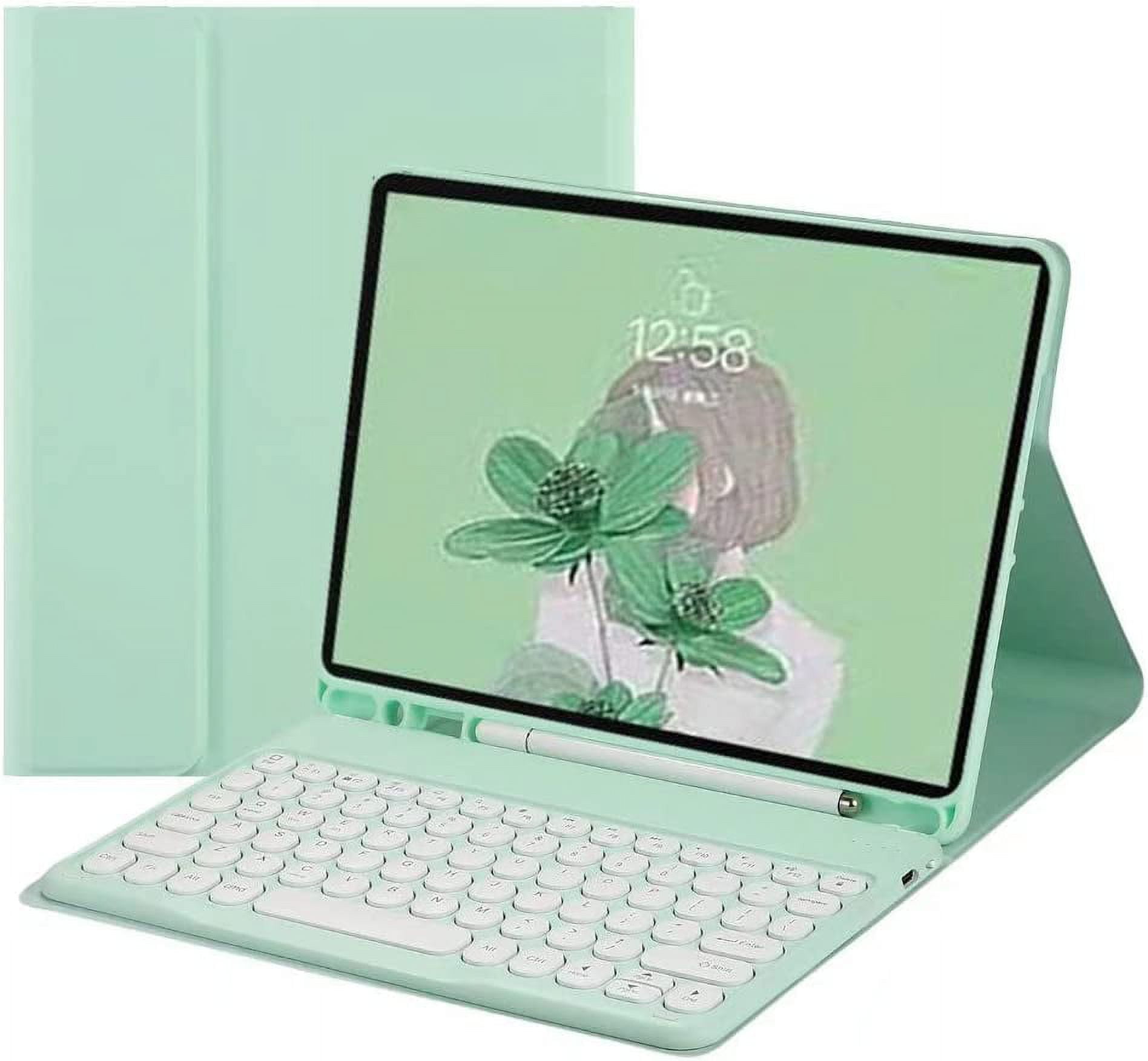 REQO Keyboard Case for iPad Mini 5/ Mini 4, Soft Back Cover with Pencil Holder & Magnetically Detachable Wireless Bluetooth Keyboard for 7.9 inch iPad Mini 5th/4th Generation, Mint Green