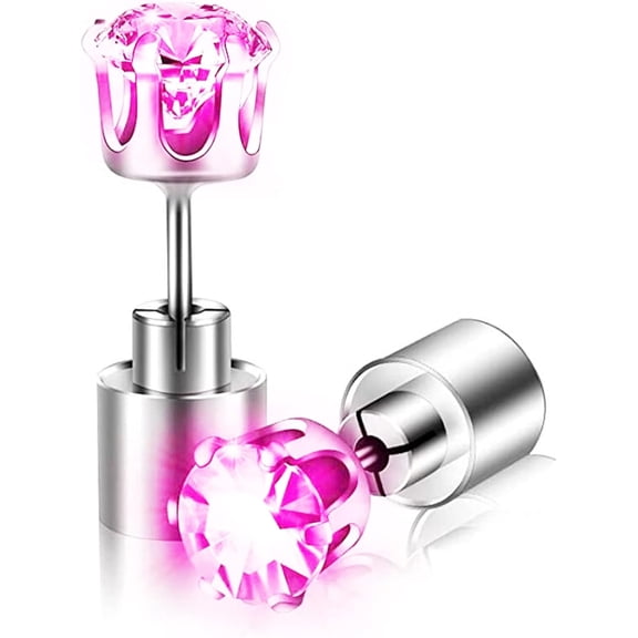 REQO LED Earrings, Shiny Glowing LED Lighting Up Stylish Earring Studs Crown Shap Ear Drop Stud, Wedding Rave Dance Party Night Out Halloween Christmas Decoration Present for Women Men