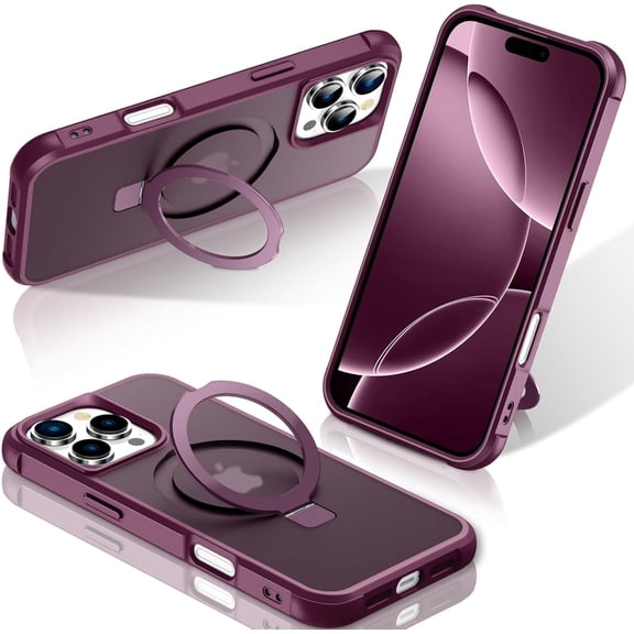 REQO Magnetic Stand Ring Compatible with iPhone 16 Case [Military Grade Drop tection][Compatible with Mag-Safe] Kickstand Slim Matte Case for iPhone 16 Phone 6.1"