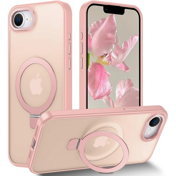 REQO Magnetic for iPhone 16e Case with Invisible Stand, [10 FT Drop Protection] [Velvety Touch] Slim Translucent Matte Back Shockproof Phone Case for iPhone 16e 6.1''