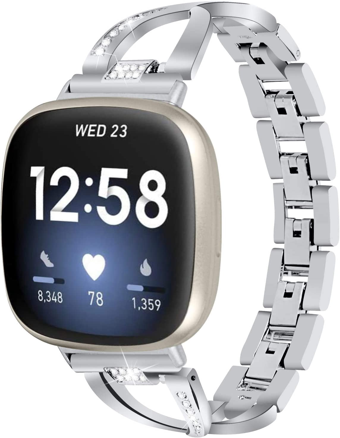REQO Metal Band Compatible with Fitbit Versa 4/Sense 2 for Women Dressy ...