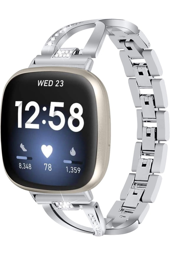 Metal Band Compatible with Fitbit Versa 4/Sense 2 for Women Dressy Replacement Watch Bands Stainless Steel Bracelet Slim Strap Wristband for Fitbit Versa 4 Bands Accessories