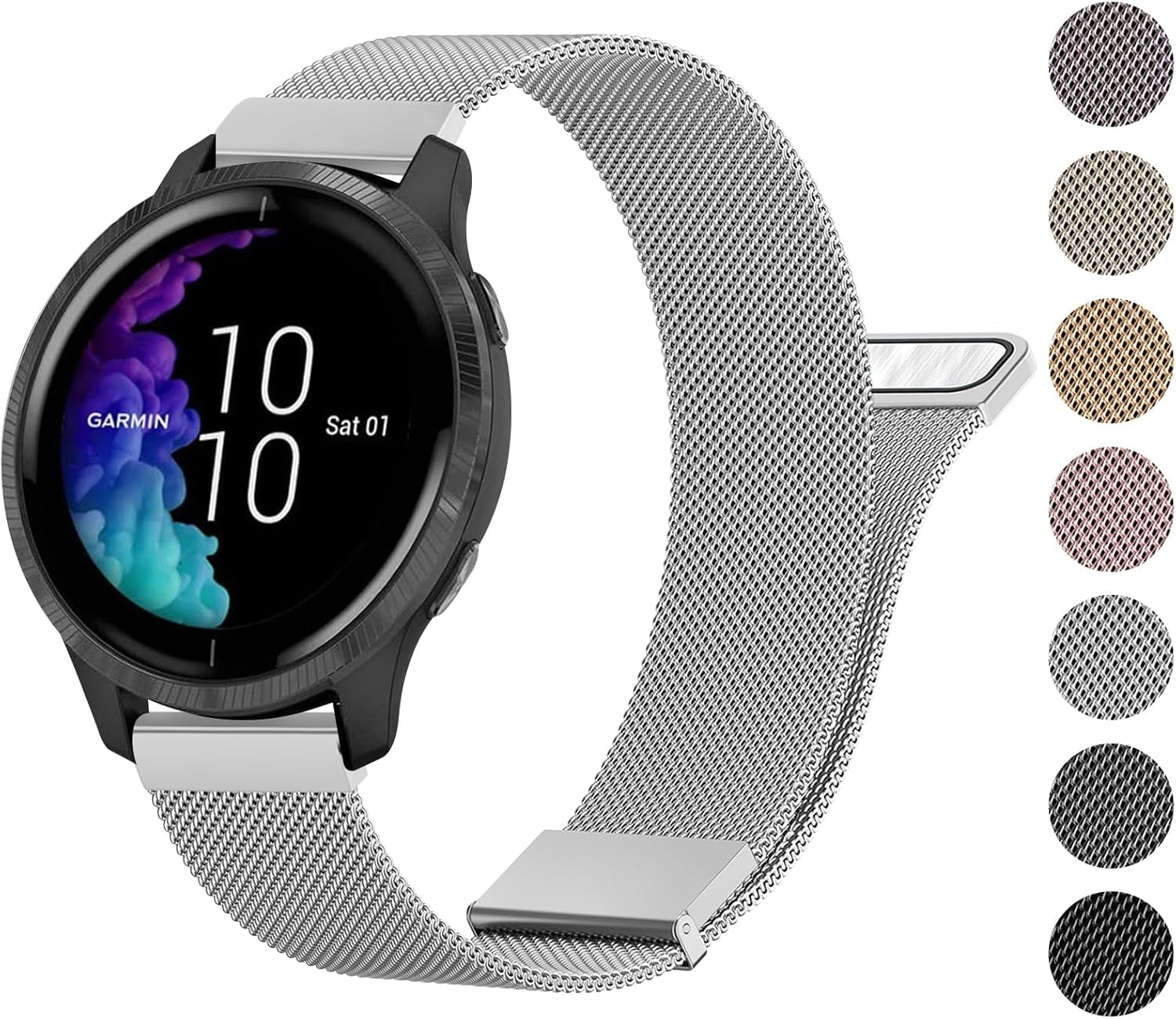 REQO Metal Band Compatible with Garmin Venu Plus Sq