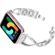 REQO Metal Band Compatible for Samsung Galaxy fit 3 Replacement Strap, Stainless Steel Dressy Watch Bands Bracelet Slim Strap Wristband for Galaxy fit 3 SM-R390 Smartwatch Accessories