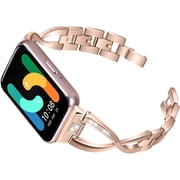 REQO Metal Band Compatible for Samsung Galaxy fit 3 Replacement Strap, Stainless Steel Dressy Watch Bands Bracelet Slim Strap Wristband for Galaxy fit 3 SM-R390 Smartwatch Accessories