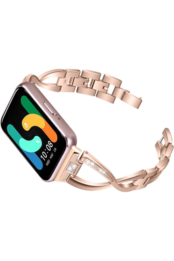 Metal Band Compatible for Samsung Galaxy fit 3 Replacement Strap, Stainless Steel Dressy Watch Bands Bracelet Slim Strap Wristband for Galaxy fit 3 SM-R390 Smartwatch Accessories