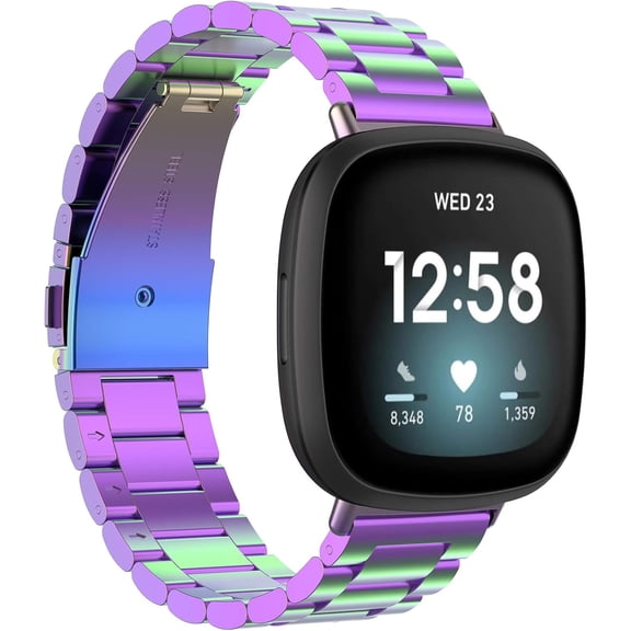 REQO Metal Band Compatible with Fitbit Versa 4/Sense 2/Versa 3/Sense Replacement Band Wristband Stainless steel Bracelet Strap for Versa 4/Sense 2