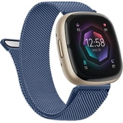 REQO Metal Band for Fitbit Sense 2 / Sense Bands, Fitbit Versa 4 / Versa 3 Bands Women Men, Stainless Steel Mesh Magnetic Replacement Bracelet Strap Compatible for Fitbit Sense 2 / Versa 4 Smartwatch