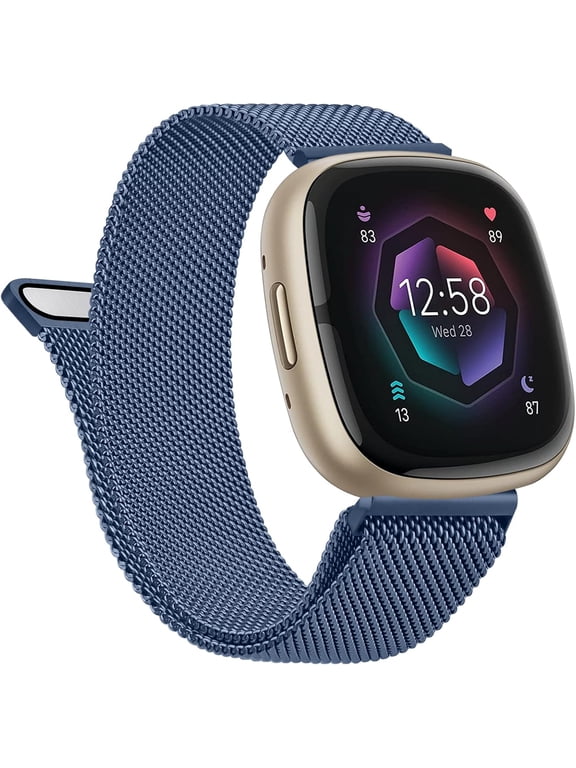 Metal Band for Fitbit Sense 2 / Sense Bands, Fitbit Versa 4 / Versa 3 Bands Women Men, Stainless Steel Mesh Magnetic Replacement Bracelet Strap Compatible for Fitbit Sense 2 / Versa 4 Smartwatch