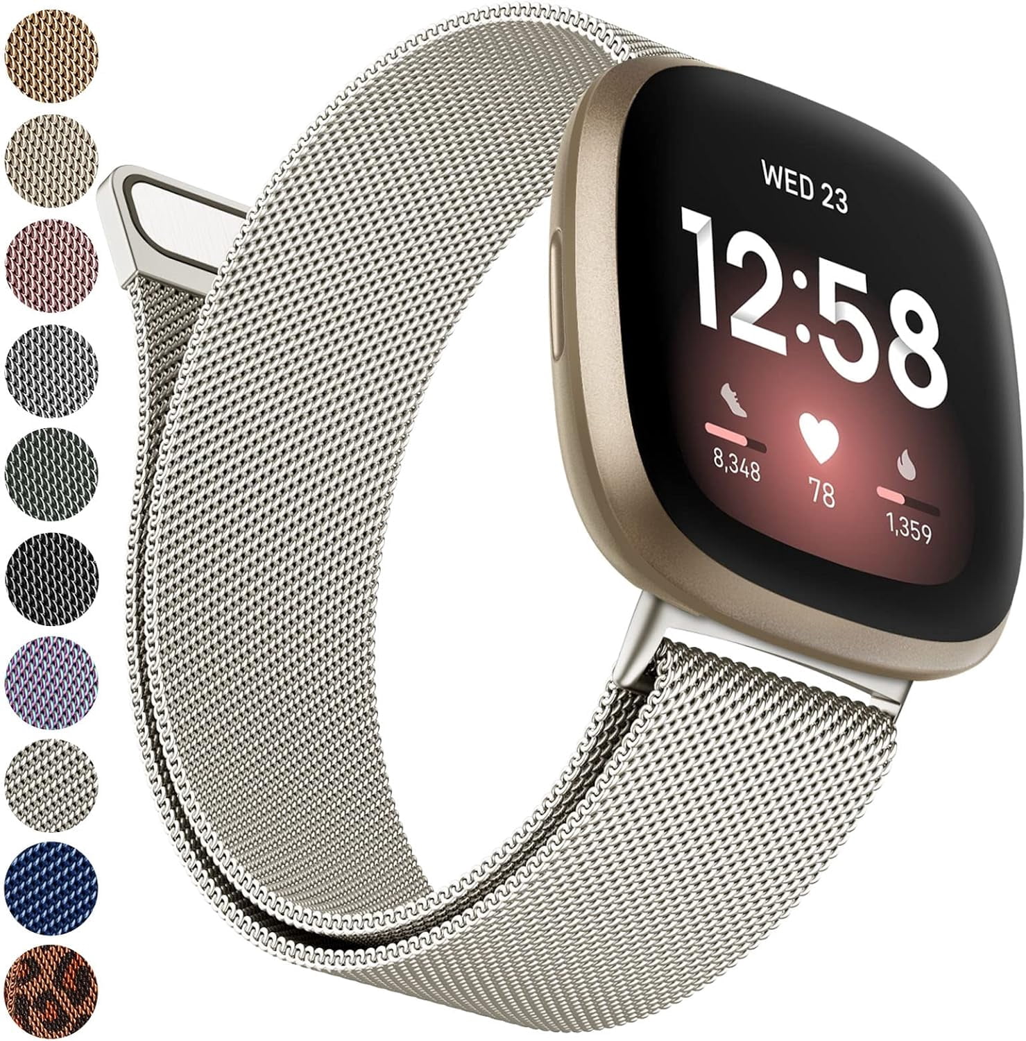 REQO Metal Bands Compatible with Fitbit Versa 4 Bands/Fitbit Versa 3 ...