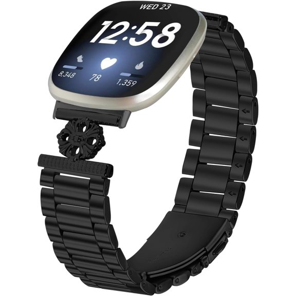 REQO Metal Bands Compatible with Fitbit Versa 4＆Sense 2, Adjustable Casual Sport Replacement Strap Accessories for Fitbit Versa 3＆Sense bands women men