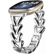 REQO Metal Bands Compatible with Fitbit Versa 4 Sense 2, Adjustable Breathable Casual Sport bands for Fitbit Versa 3 Sense Bands Women Men
