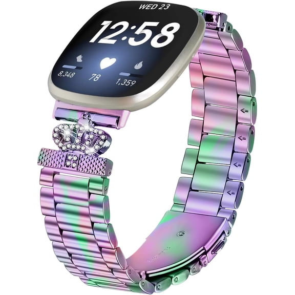 REQO Metal Bands Compatible with Fitbit Versa 4&Sense 2, Adjustable Elegant Casual Style bands for Fitbit Versa 3&Sense Bands Women Men