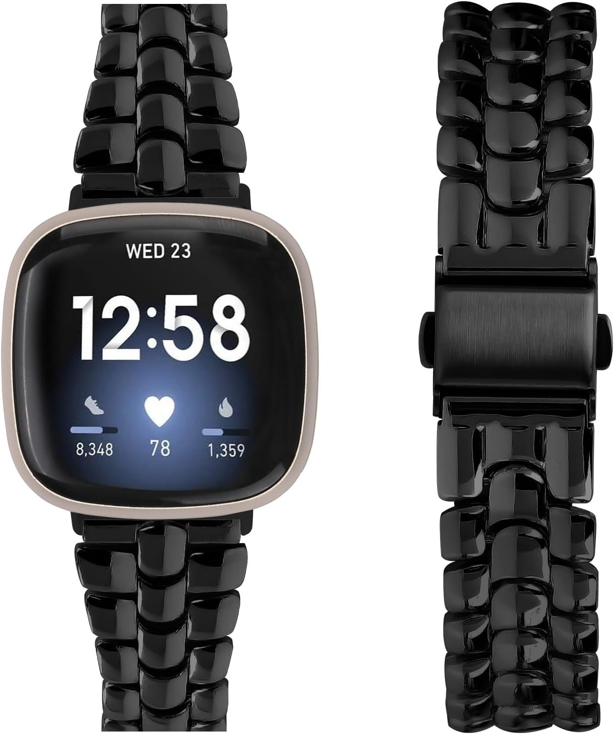 REQO Metal Bands Compatible with Fitbit Versa 4/Versa 3/Sense 2/Sense, Women Replacement Wristband