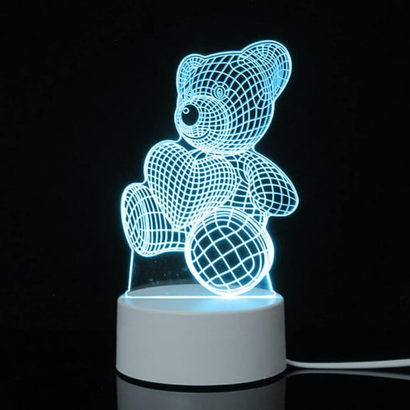 REQO Night Light 3D Illusion Lamp 7 Colors Changing Lights Bedroom Living Room Decorations Christmas Halloween Birthday Gifts for Kids Children Teen