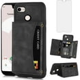 thumbnail image 1 of REQO Phone Case for Google Pixel 3 XL Wallet Cover with Tempered Glass Screen Protector and PU Leather Credit Card Holder Stand Rugged Cell Accessories Pixel3XL Pixel3 LX Pixle 3XL Women Men Black, 1 of 7