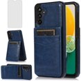 thumbnail image 1 of REQO Phone Case for Samsung Galaxy A13 5G with Tempered Glass Screen Protector Credit Card Holder Wallet Cover Stand Leather Cell Accessories Gaxaly A13 G5 Galaxies 13A SM A136U Women Men Blue, 1 of 7
