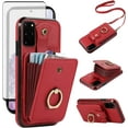 thumbnail image 1 of REQO Phone Case for Samsung Galaxy S20 5G 6.2 inch Wallet Cell Cover with Tempered Glass Screen Protector and Crossbody Strap Ring Stand RFID Credit Card Holder S 20 20S UW S2O G5 Women Girls Red, 1 of 7