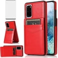 thumbnail image 1 of REQO Phone Case for Samsung Galaxy S20 Plus Glaxay S20+ 5G with Tempered Glass Screen Protector Credit Card Holder Wallet Cover Stand Leather Cell Gaxaly S20+5G S20plus 20S + S 20 20+ G5 Cases Red, 1 of 7
