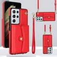 thumbnail image 1 of REQO Phone Case for Samsung Galaxy S21 Ultra 5G Wallet Cover with RFID Blocking Credit Card Holder Wrist Crossbody Strap Lanyard Stand Cell Accessories S21ultra 21S S 21 21ultra G5 Women Men Red, 1 of 6