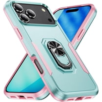 REQO Phone Case for iPhone 17 Pro Max with Metal Ring Stand Silicone&PC Hybrid Cover, Heavy Duty Rugged Shockproof Hard Military Grade Protective Case fit for Magnetic Car Mounts