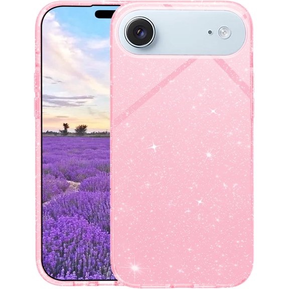 REQO Phone Case for iPhone Air Clear Glitter, Cute Slim for iPhone Air Case Bling Aesthetic Women Girls Shockproof Protective Cover, Soft TPU Bumper & Hard PC Back
