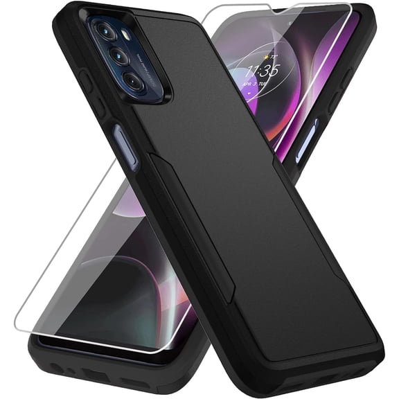REQO Protective Case] with Screen Protector[Military [G]rade Drop Tested] Heavy-Duty Tough Rugged Shockproof for Motorola Moto [G] [5[G]] 2022, Black