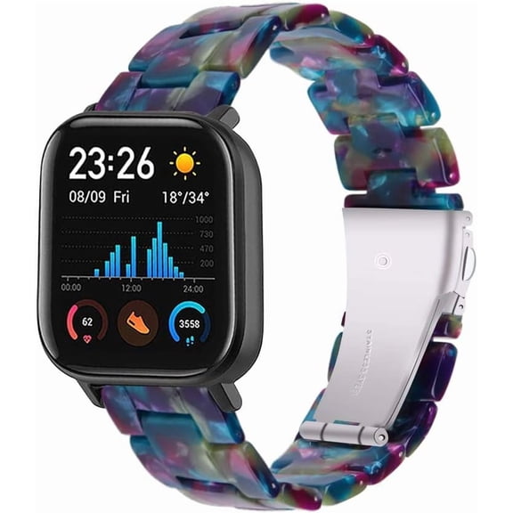 REQO Resin Bands Compatible with Amazfit Active 2 Square/1/Bip 3 Pro/Bip/GTS 4/GTS 4 Mini/GTS 3/GTS 2/GTS 2e/GTS 2 Mini/GTR 42mm Watch Replacement 20mm Stylish Bracelet Resin Sport Strap Wristbands