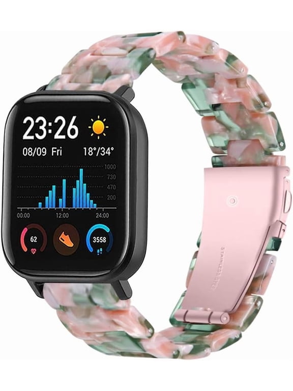 Resin Bands Compatible with Amazfit Active 2 Square/1/Bip 3 Pro/Bip/GTS 4/GTS 4 Mini/GTS 3/GTS 2/GTS 2e/GTS 2 Mini/GTR 42mm Watch Replacement 20mm Stylish Bracelet Resin Sport Strap Wristbands