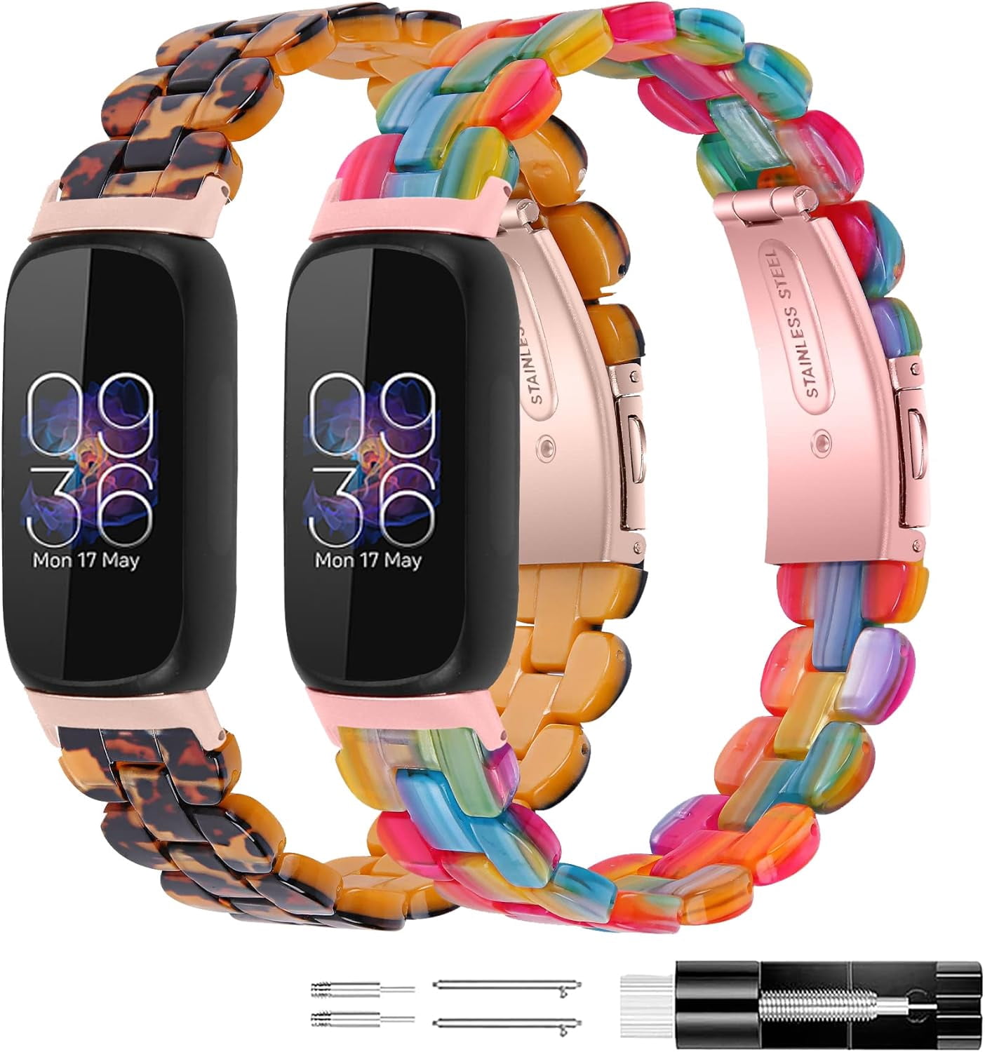 REQO Resin Bands Compatible with Fitbit inspire 3 Health & Fitness Tracker Watch, Replacement Stylish Bracelet Resin Sport Strap Wristbands for Fitbit inspire 3 for Women Men Girl Boy