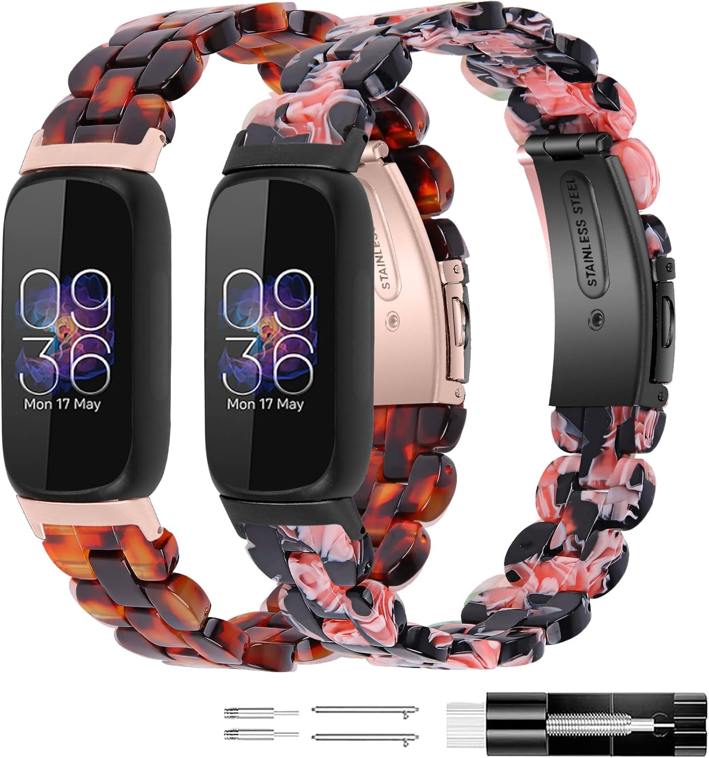 REQO Resin Bands Compatible with Fitbit inspire 3 Health & Fitness Tracker Watch, Replacement Stylish Bracelet Resin Sport Strap Wristbands for Fitbit inspire 3 for Women Men Girl Boy