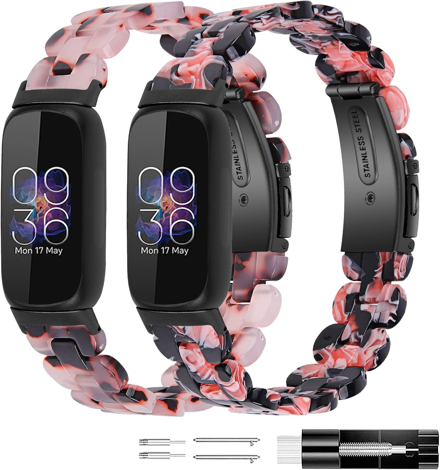 REQO Resin Bands Compatible with Fitbit inspire 3 Health & Fitness Tracker Watch, Replacement Stylish Bracelet Resin Sport Strap Wristbands for Fitbit inspire 3 for Women Men Girl Boy