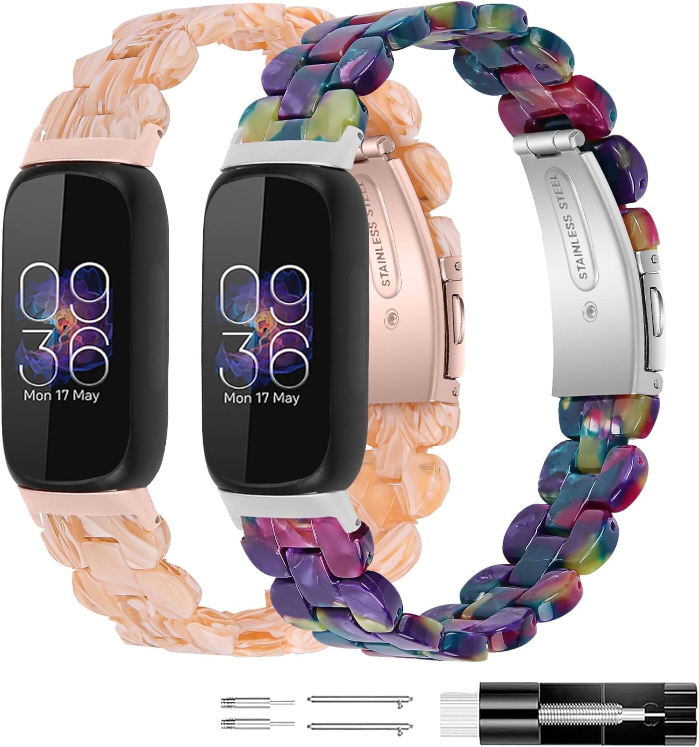 REQO Resin Bands Compatible with Fitbit inspire 3 Health & Fitness Tracker Watch, Replacement Stylish Bracelet Resin Sport Strap Wristbands for Fitbit inspire 3 for Women Men Girl Boy