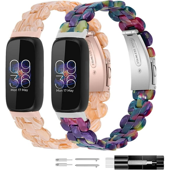 REQO Resin Bands Compatible with Fitbit inspire 3 Health & Fitness Tracker Watch, Replacement Stylish Bracelet Resin Sport Strap Wristbands for Fitbit inspire 3 for Women Men Girl Boy
