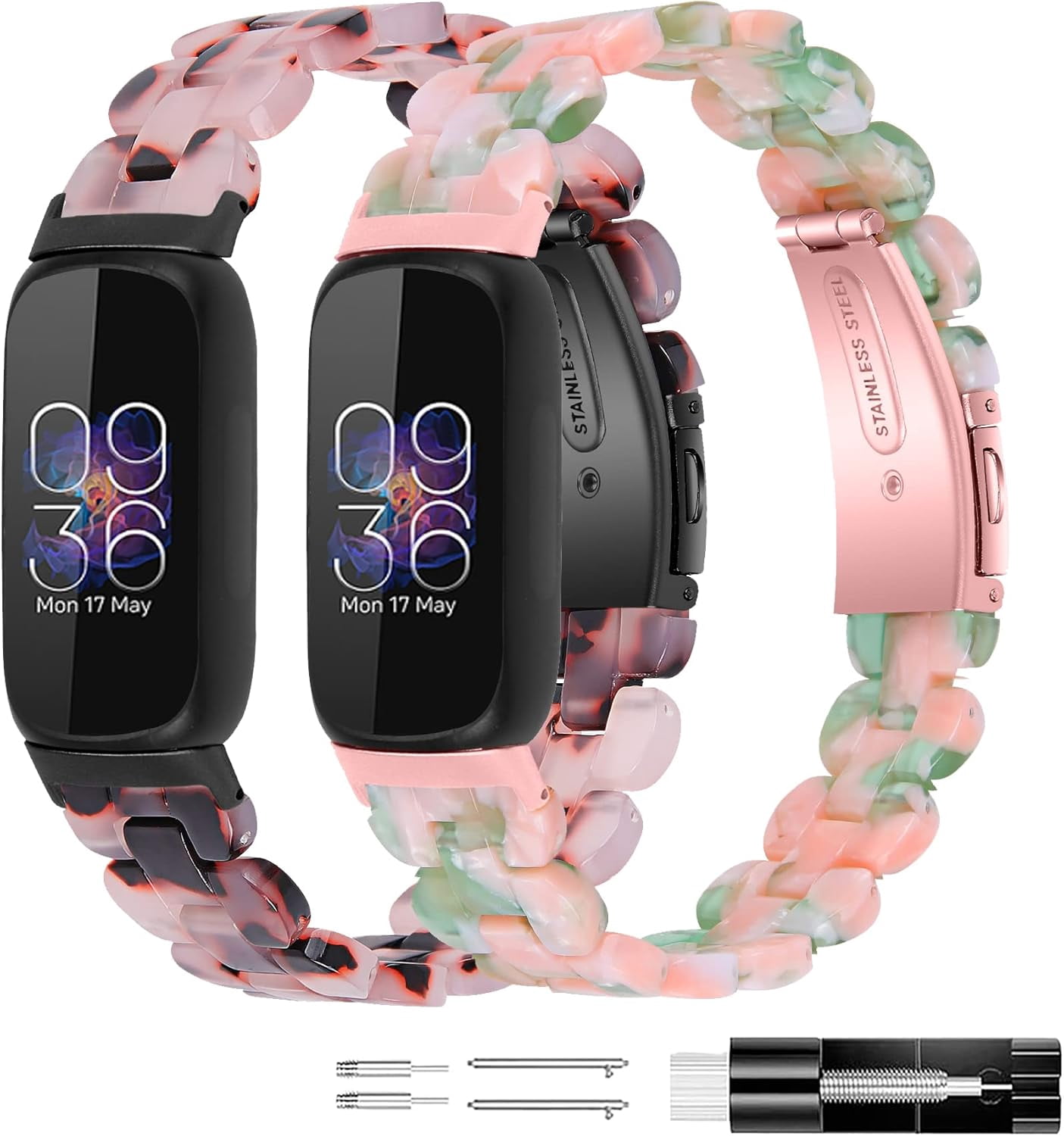 REQO Resin Bands Compatible with Fitbit inspire 3 Health & Fitness Tracker Watch, Replacement Stylish Bracelet Resin Sport Strap Wristbands for Fitbit inspire 3 for Women Men Girl Boy