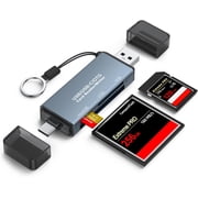 REQO SD Card Reader, Dual Interface USB C USB 3.0, Micro SD Card Adapter Memory Card Reader, Plug and Play for SD TF CF SDXC SDHC MMC RS-MMC Micro SD Micro SDXC Micro SDHC UHS-I Cards