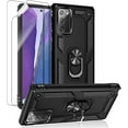 thumbnail image 1 of REQO for Samsung Galaxy Note 20 Case, Note20 5G Case with HD Screen Protectors, Military-Grade Metal Ring Holder Kickstand 15ft Drop Tested Shockproof Cover Case for Samsung Galaxy Note 20 Black, 1 of 7