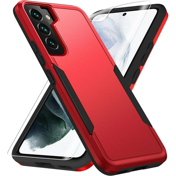 REQO for Samsung Galaxy S22 Case, Galaxy S22 Case with HD Screen Protector [Military Grade Drop Tested] Heavy-Duty Tough Rugged Shockproof Protective Case for Samsung S22, Red