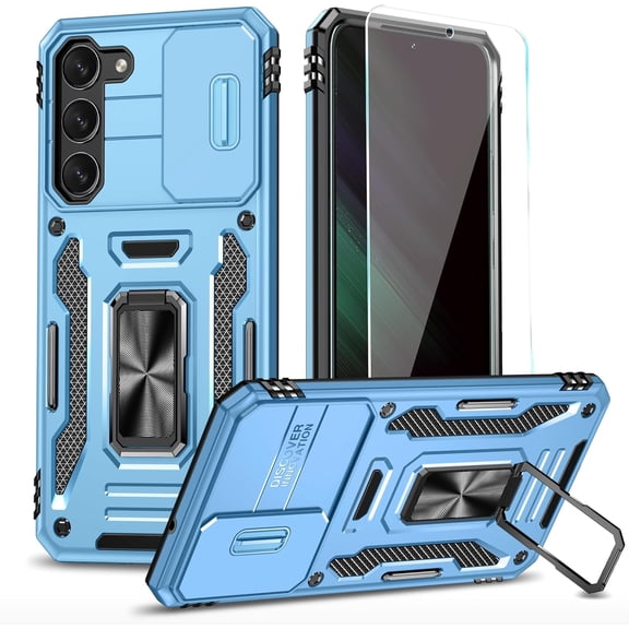 REQO for Samsung Galaxy S24 Case with HD Screen Protector & Kickstand & Slide Camera Cover,[Not for S24 Plus or S24 Ultra] [ Military-Grade ] Protective Phone for Galaxy S24