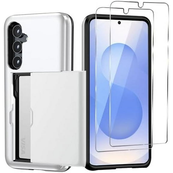 REQO for Samsung Galaxy S25 Plus/S25+ Wallet Case with Card Holder, 2X Screen Protector Dual Layer Heavy Duty Protective Hidden Card Slot Slim Case for Galaxy S25 Plus 6.7" 2025