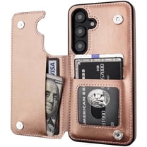REQO for Samsung Galaxy S25 Wallet Case with Card Holder, PU Leather Kickstand Card Slots Case, Double Magnetic Clasp and Durable Shockproof Cover 5G 6.2 Inch