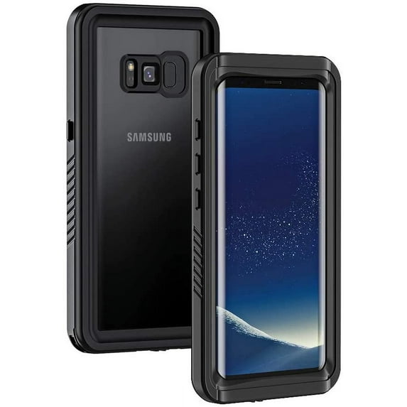 REQO Samsung Galaxy S8+ Plus Case, IP68 Waterproof Dustproof Shockproof Case with Built-in Screen Protector, Full Body Sealed Underwater Protective Clear Cover for Samsung S8 Plus (Black)