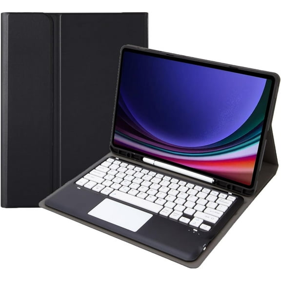 REQO for Samsung Tab S8+/S8 Plus/S7 FE / S7 Plus Keyboard Case- Touchpad Detachable Keyboard with S Pen Holder Cover for 12.4 inch Galaxy Tab S8 Plus 2022/ S7 FE 2021/ S7+ 2020 Tablet,Black