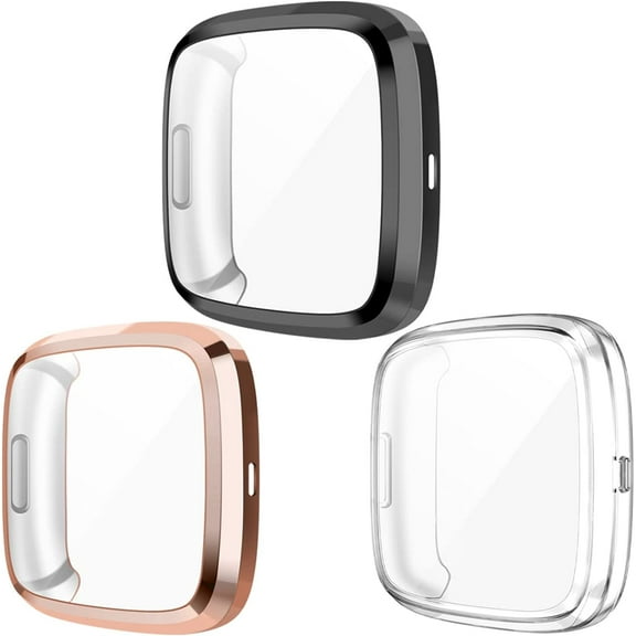 REQO Screen Protective Case Compatible with Fitbit Versa 2 Smartwatch, 3-Pack Soft TPU Full Cover Cases Compatible with Fitbit Versa 2 Watch