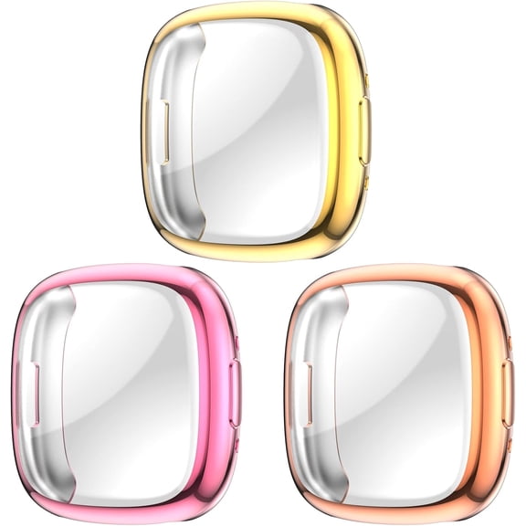 REQO Screen Protector Cases Compatible with Fitbit Versa 4 Watch Soft Metal Color TPU Shockproof Cover Slim Guard Thin Bumper Shell Protector