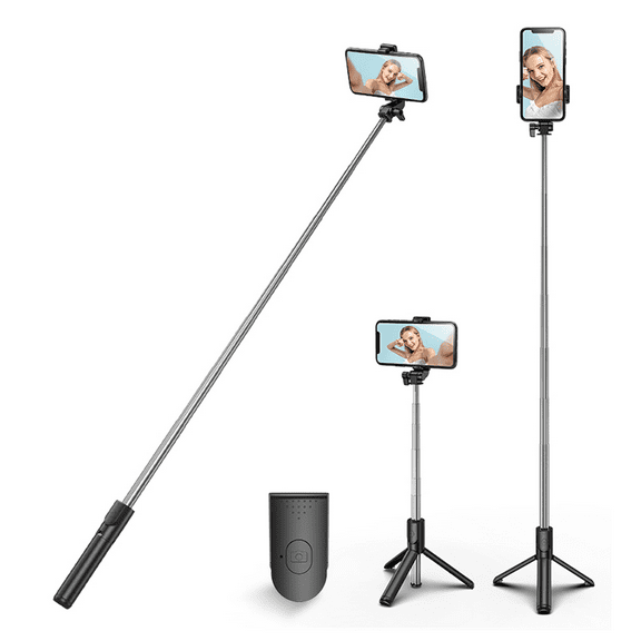 REQO Selfie Stick Tripod,3 in 1 Extendable 360° Rotation Tripod Stand with Detachable Wireless Remote Portable Mobile Phone Holder Compatible with iPhone,Android,Samsung (black )