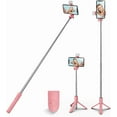 thumbnail image 1 of REQO Selfie Stick Tripod,3 in 1 Extendable 360° Rotation Tripod Stand with Detachable Wireless Remote Portable Mobile Phone Holder Compatible with iPhone,Android,Samsung (pink+light), 1 of 7